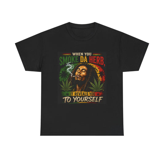 Smoke Da Herb T-Shirt | Rasta Weed Leaf Smoking Graphic Tee