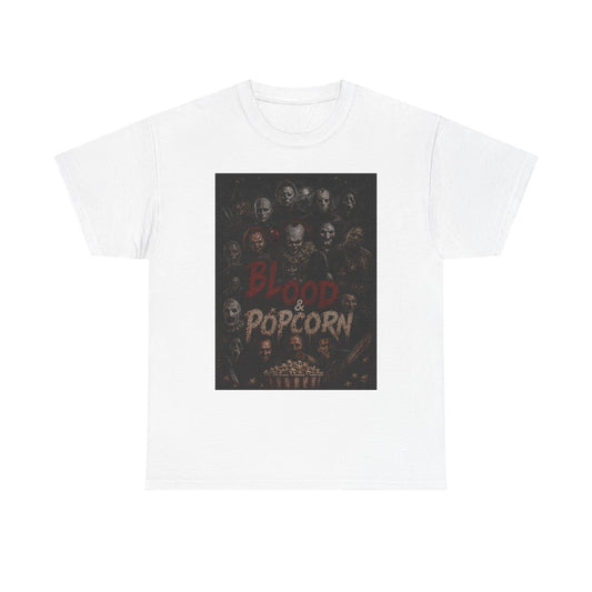 Blood & Popcorn Horror T-Shirt | Movie Night Thriller Tee