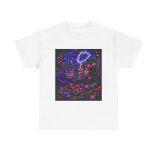 We're all high here Tee | Psychedelic Alice in Wonderland Art