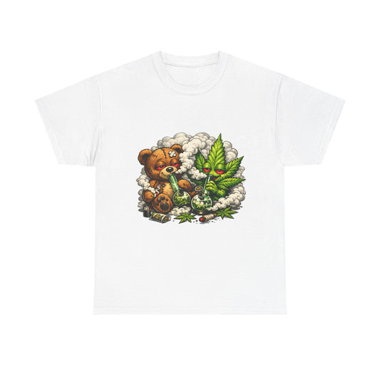 Teddy Bear and Cannabis Leaf T-Shirt | Cute Stoner Graphic Tee