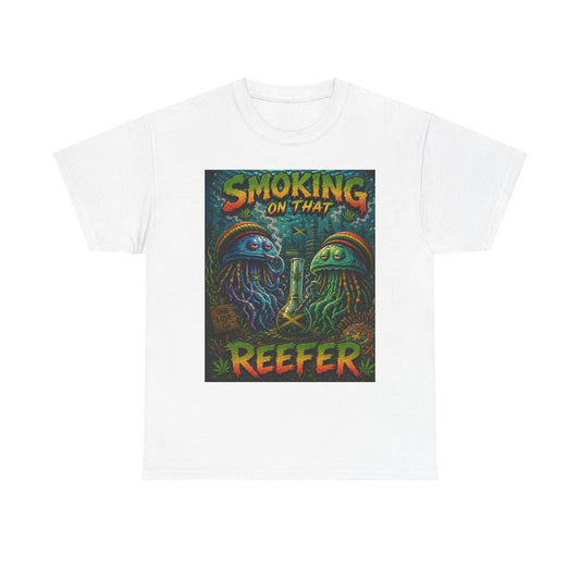 Smoking on That Reefer T-Shirt | Psychedelic Jellyfish Illustration, Cannabis Art