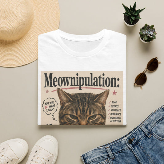 Meownipulation cat design T-Shirt | Funny Tabby Cat Illustration