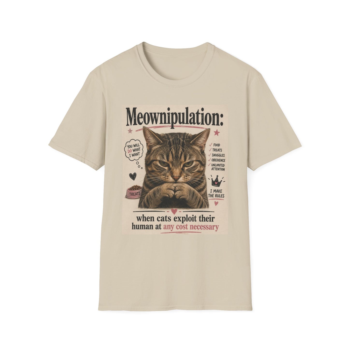 Meownipulation cat design T-Shirt | Funny Tabby Cat Illustration