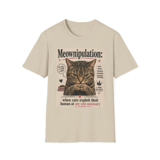 Meownipulation cat design T-Shirt | Funny Tabby Cat Illustration