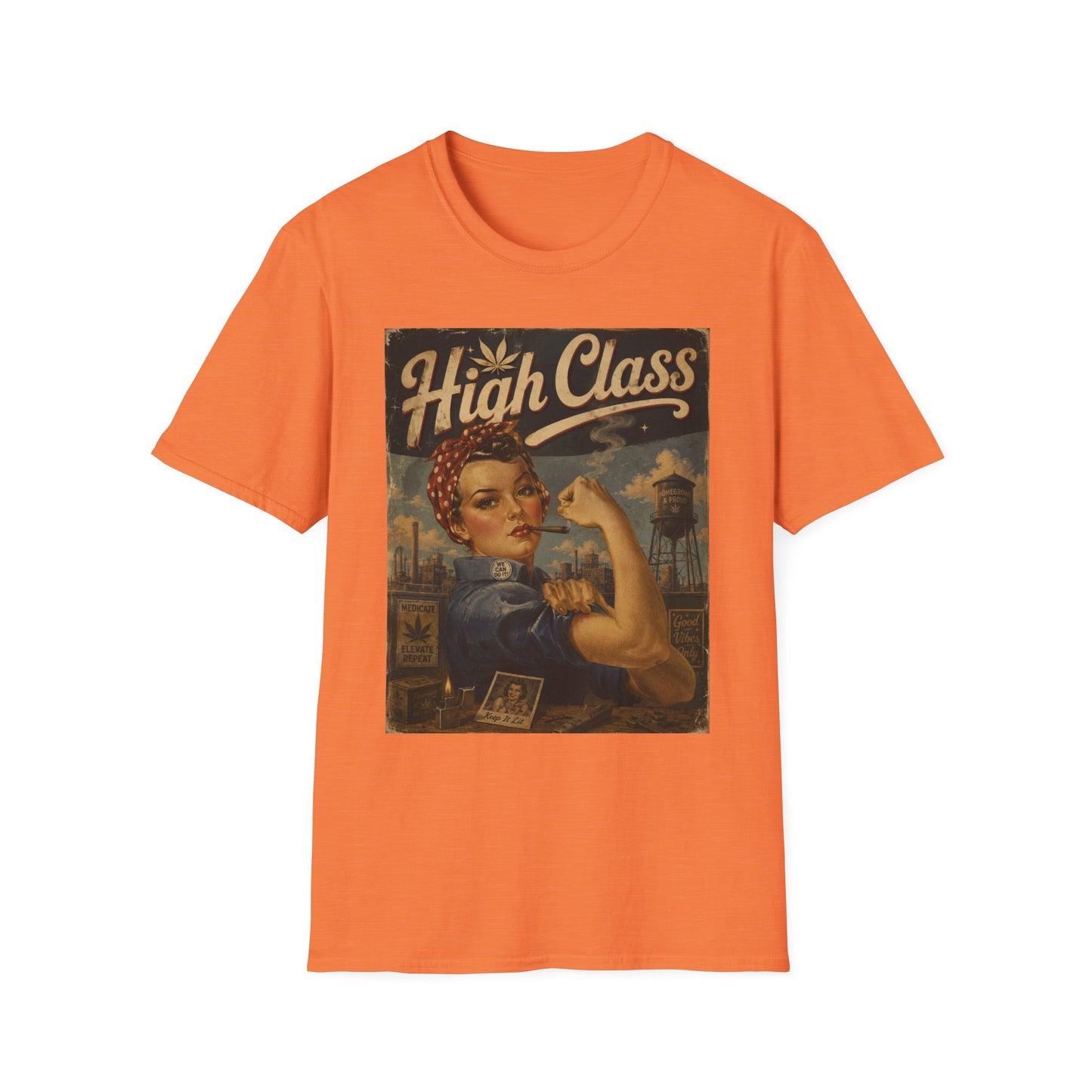 High Class Rosie the Riveter T-Shirt | Retro Feminist Vintage Artwork