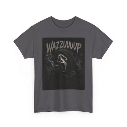 Wazzzuuup Ghost Face Tee | Horror Movie Mask T-Shirt