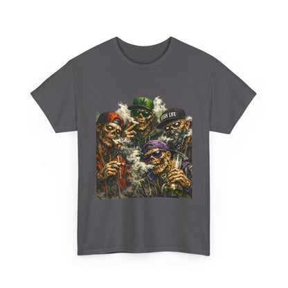 Smoking Zombie Crew Tee | Skeleton Gang Illustration, Streetwear Horror