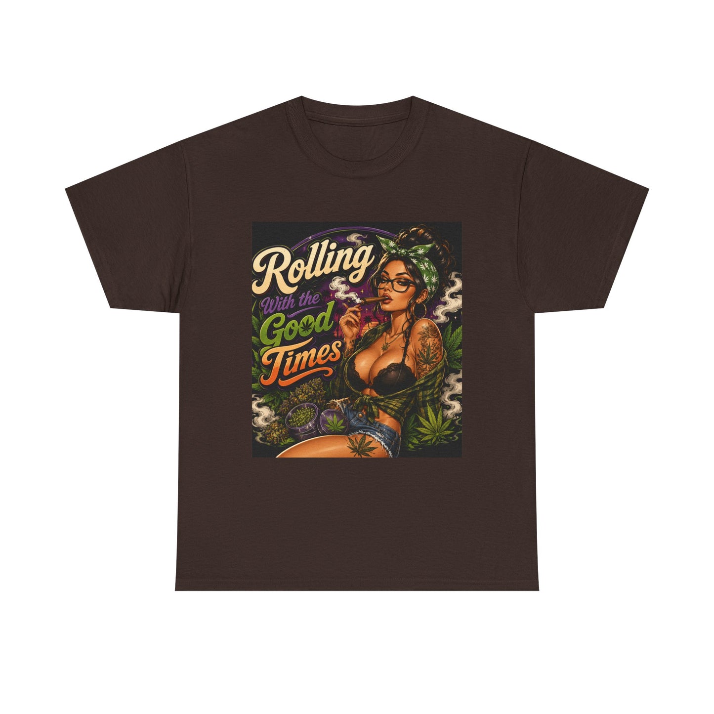 Rolling Good Times tee | Retro Pinup Cannabis Graphic T-Shirt
