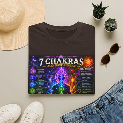 7 Chakras Energy Centers T-Shirt | Chakra Alignment Illustration