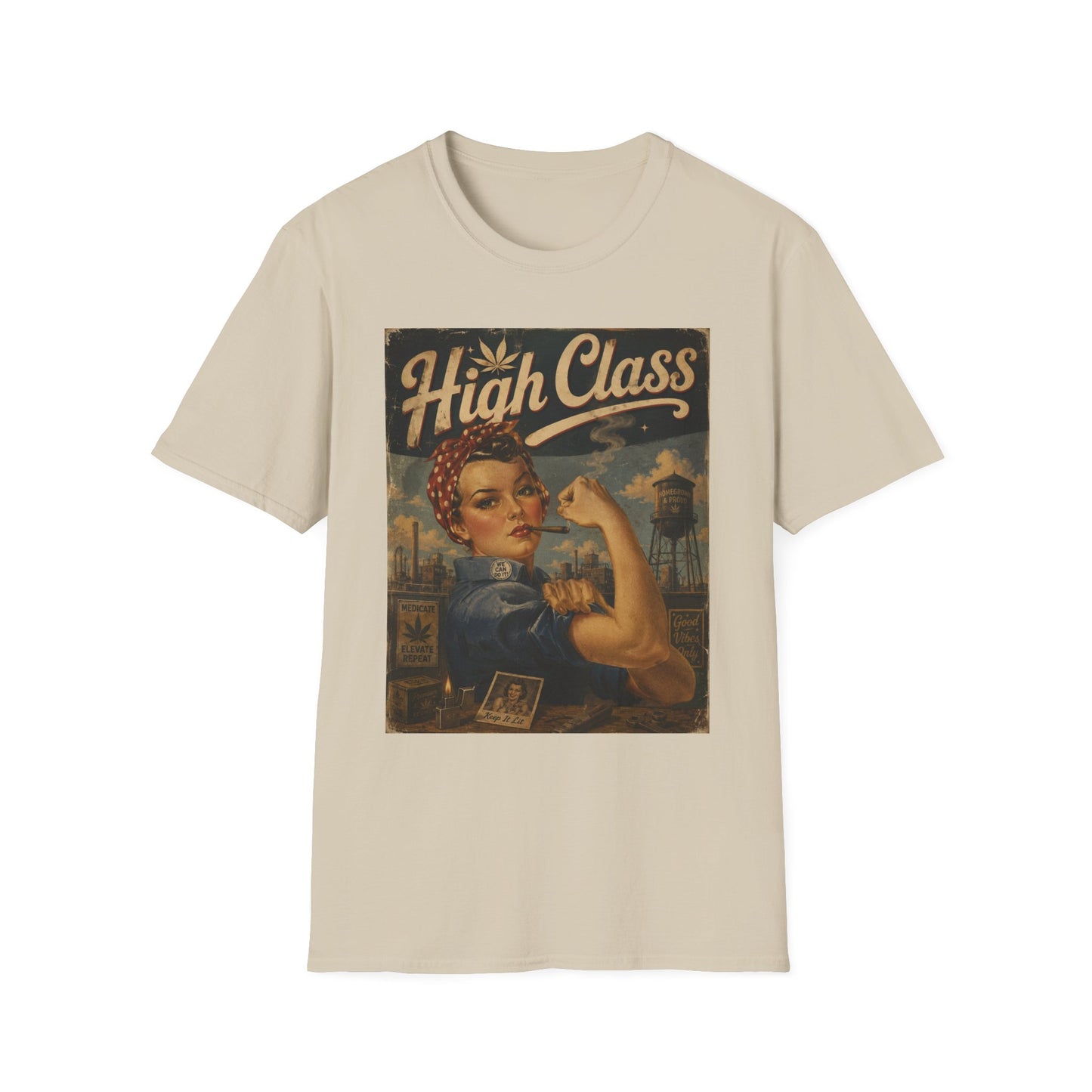 High Class Rosie the Riveter T-Shirt | Retro Feminist Vintage Artwork