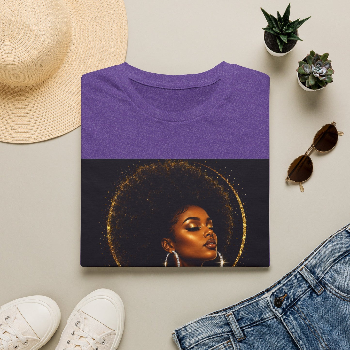Melanated Goddess T-Shirt | Afrocentric Black Woman Art