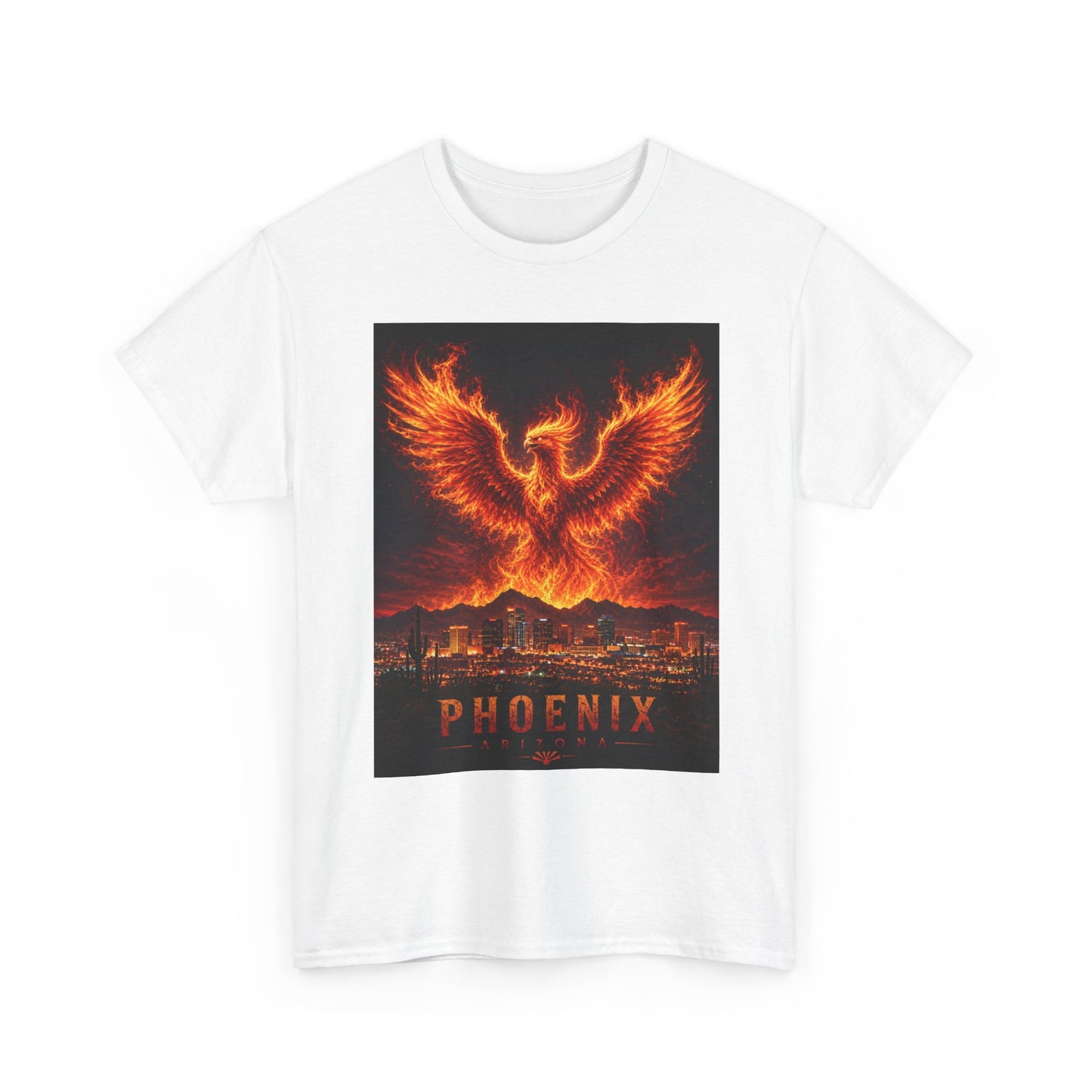 Phoenix Skyline T-Shirt | Firebird Illustration, Urban Skyline