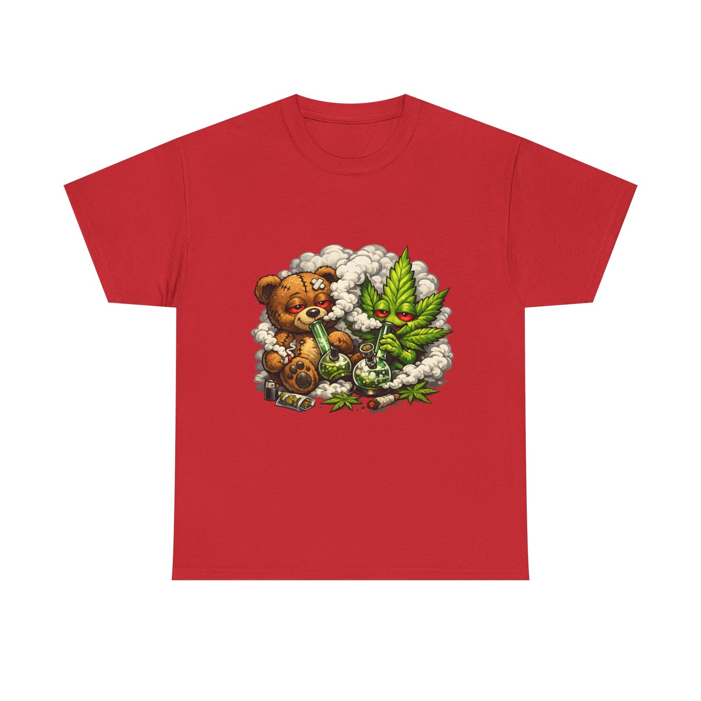 Teddy Bear and Cannabis Leaf T-Shirt | Cute Stoner Graphic Tee