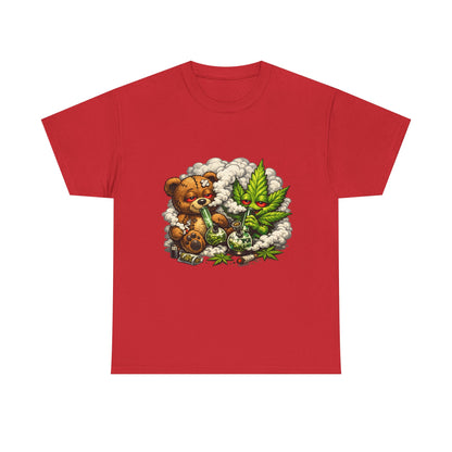 Teddy Bear and Cannabis Leaf T-Shirt | Cute Stoner Graphic Tee
