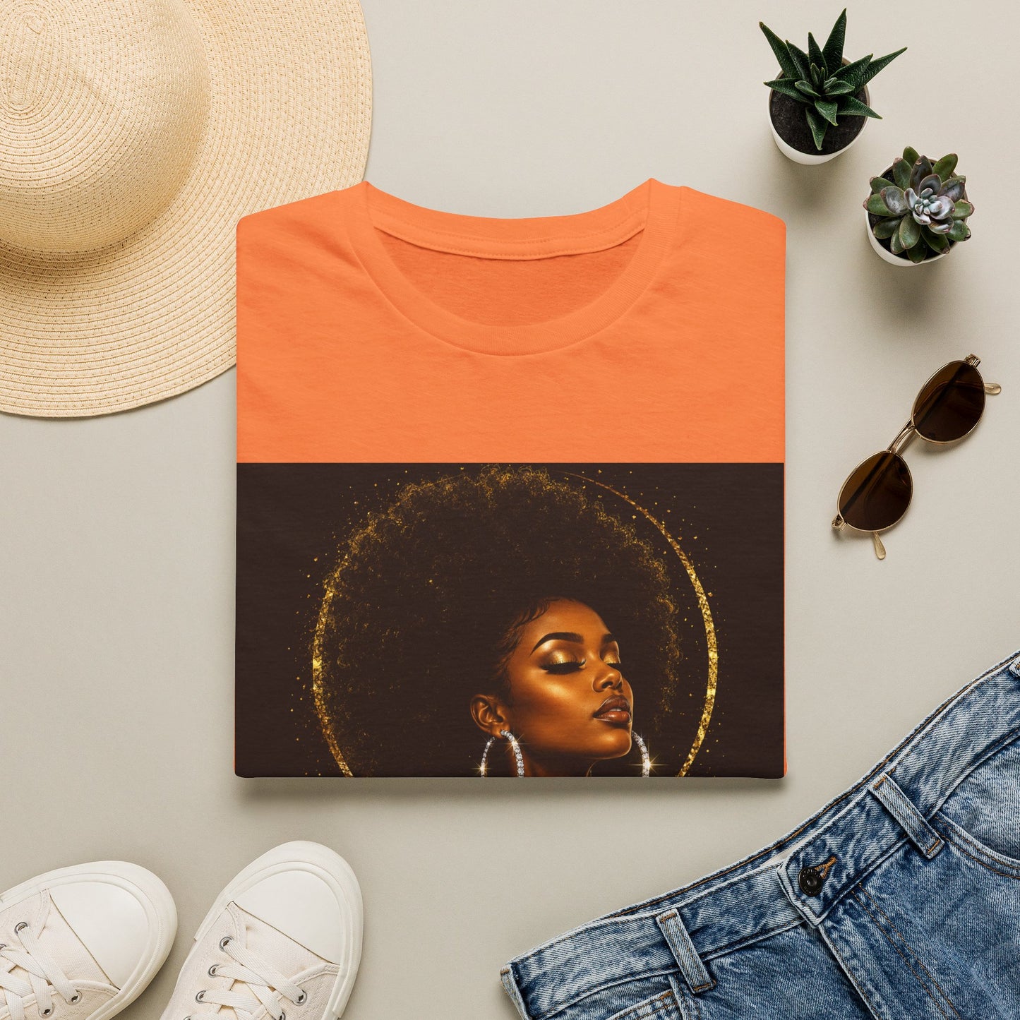 Melanated Goddess T-Shirt | Afrocentric Black Woman Art