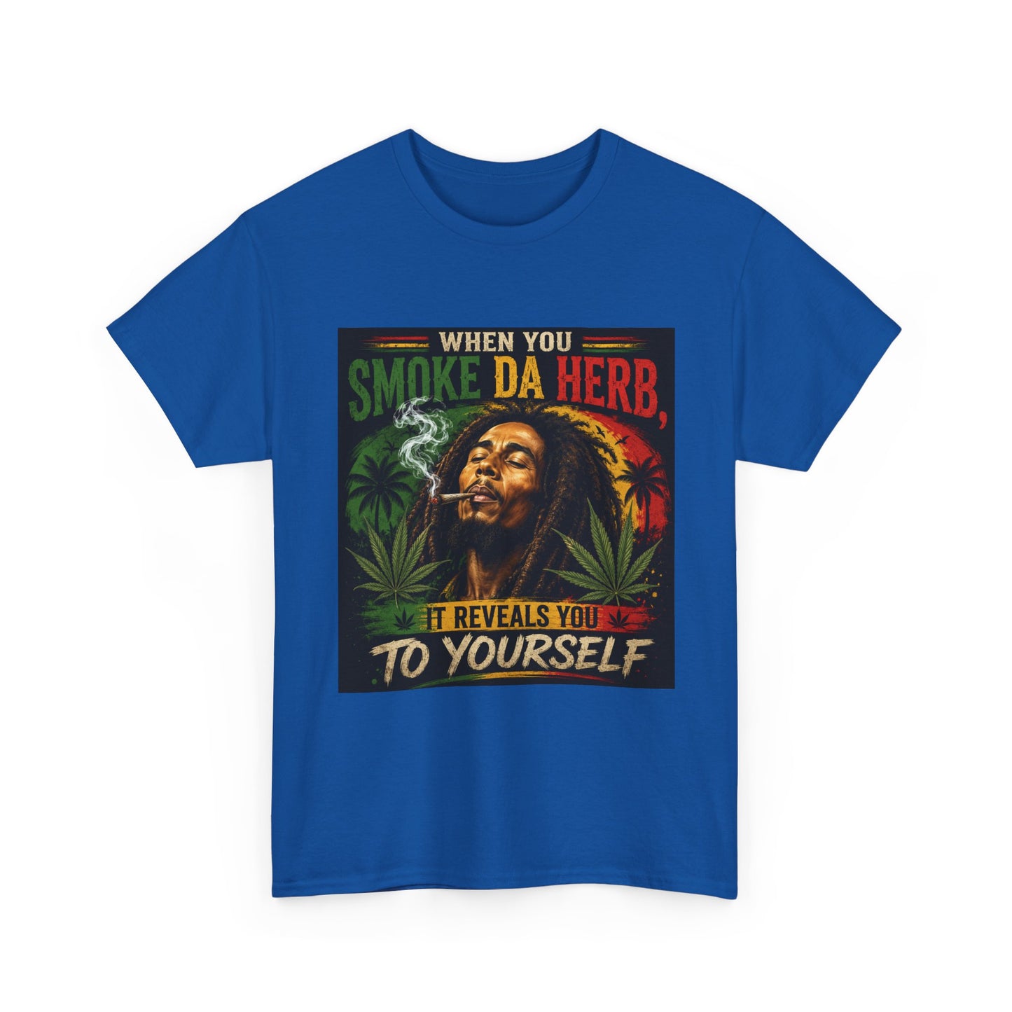 Smoke Da Herb T-Shirt | Rasta Weed Leaf Smoking Graphic Tee