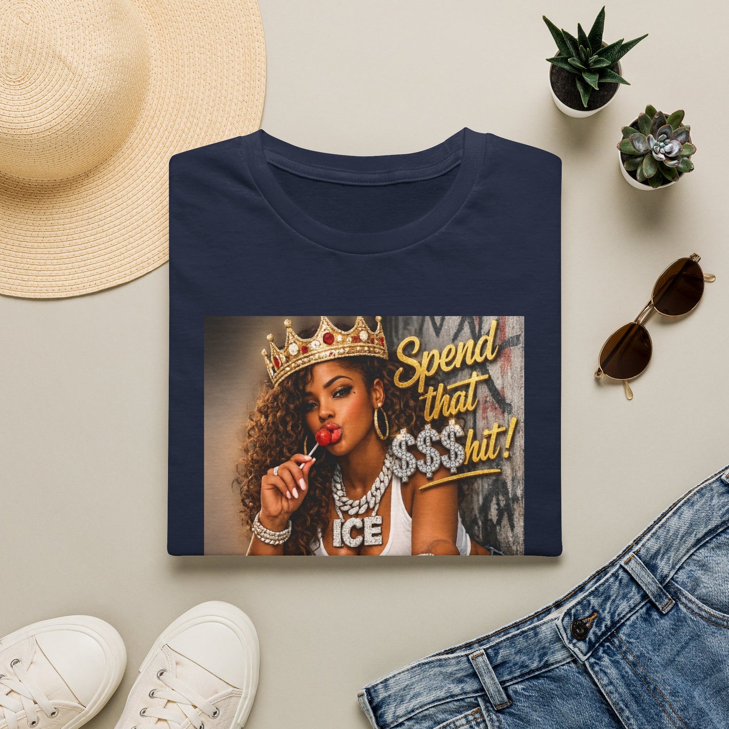 Spend That $Hit! T-Shirt | Queen Crown Graphic, Money Bling Design