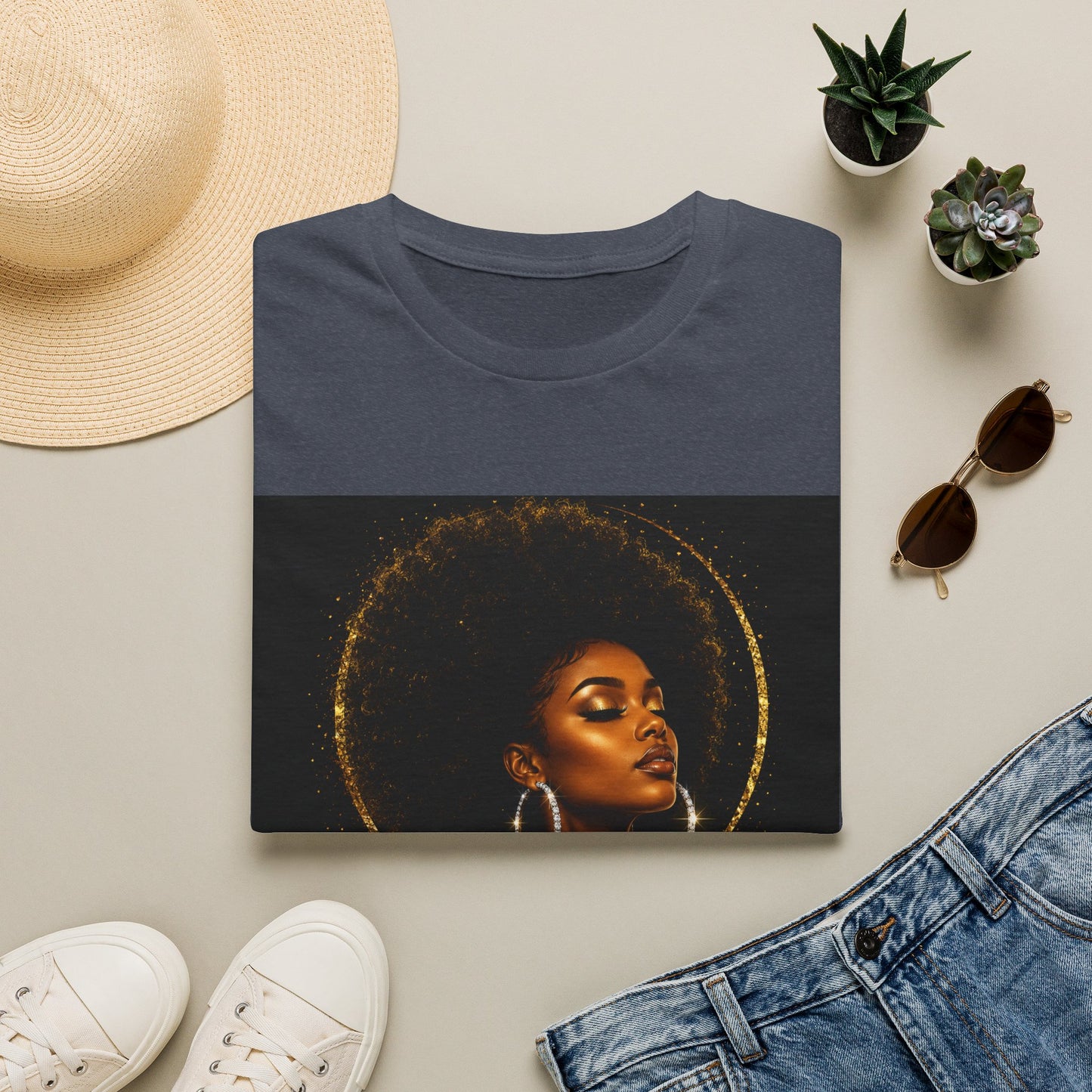 Melanated Goddess T-Shirt | Afrocentric Black Woman Art