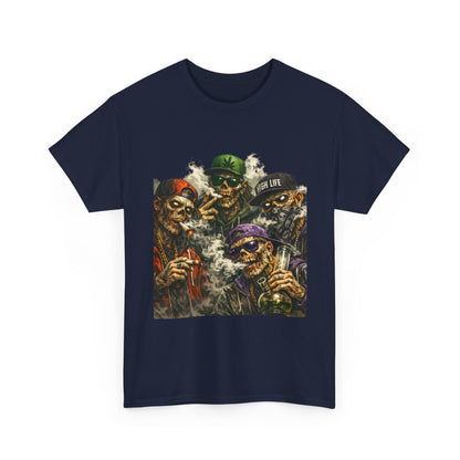 Smoking Zombie Crew Tee | Skeleton Gang Illustration, Streetwear Horror