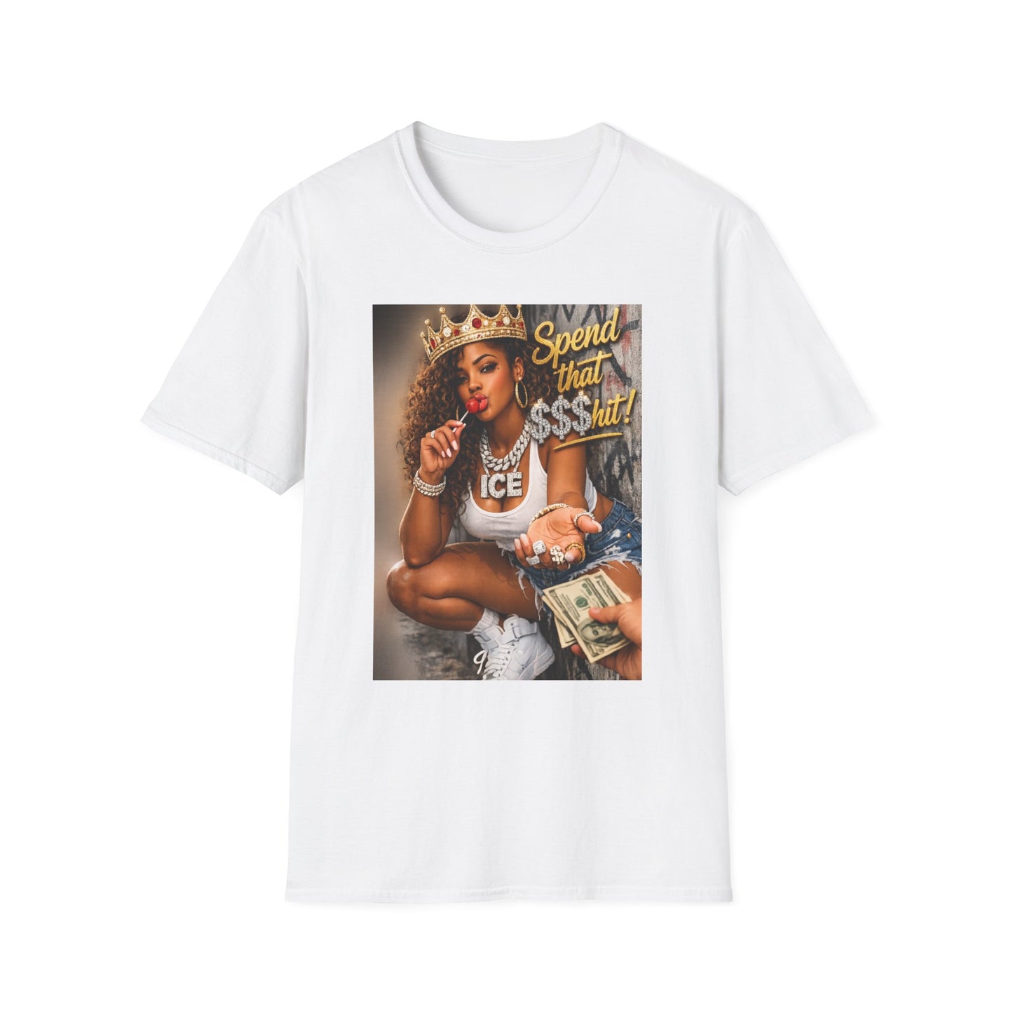 Spend That $Hit! T-Shirt | Queen Crown Graphic, Money Bling Design