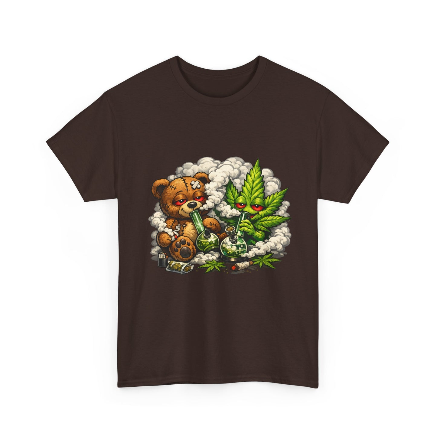 Teddy Bear and Cannabis Leaf T-Shirt | Cute Stoner Graphic Tee