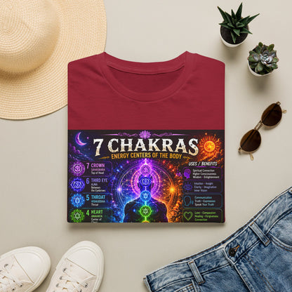 7 Chakras Energy Centers T-Shirt | Chakra Alignment Illustration
