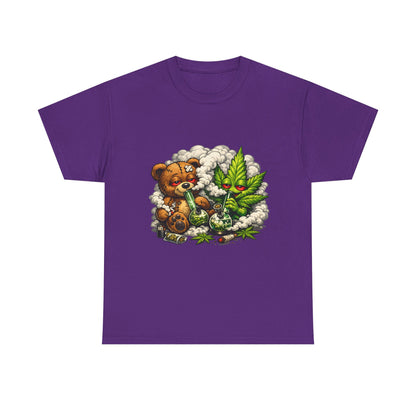 Teddy Bear and Cannabis Leaf T-Shirt | Cute Stoner Graphic Tee