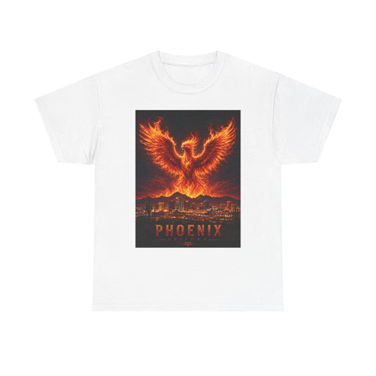 Phoenix Skyline T-Shirt | Firebird Illustration, Urban Skyline