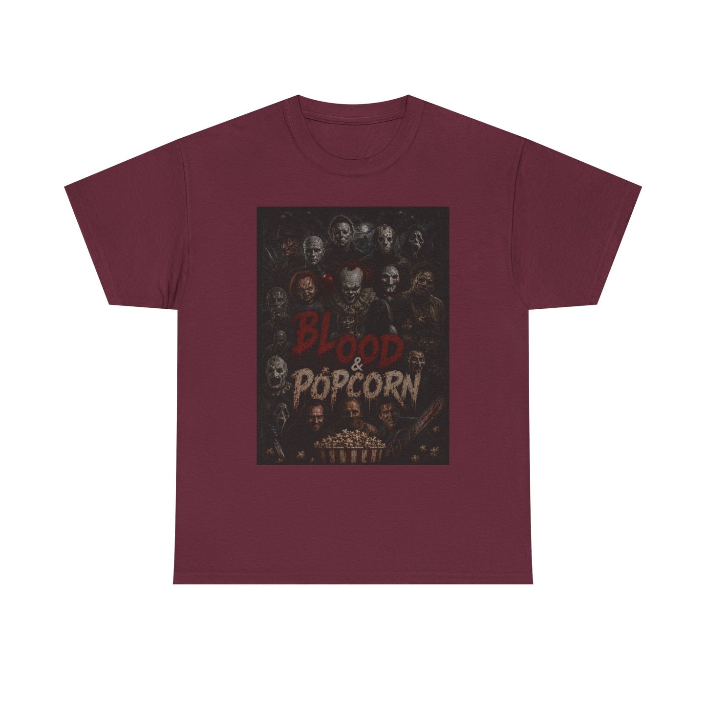 Blood & Popcorn Horror T-Shirt | Movie Night Thriller Tee