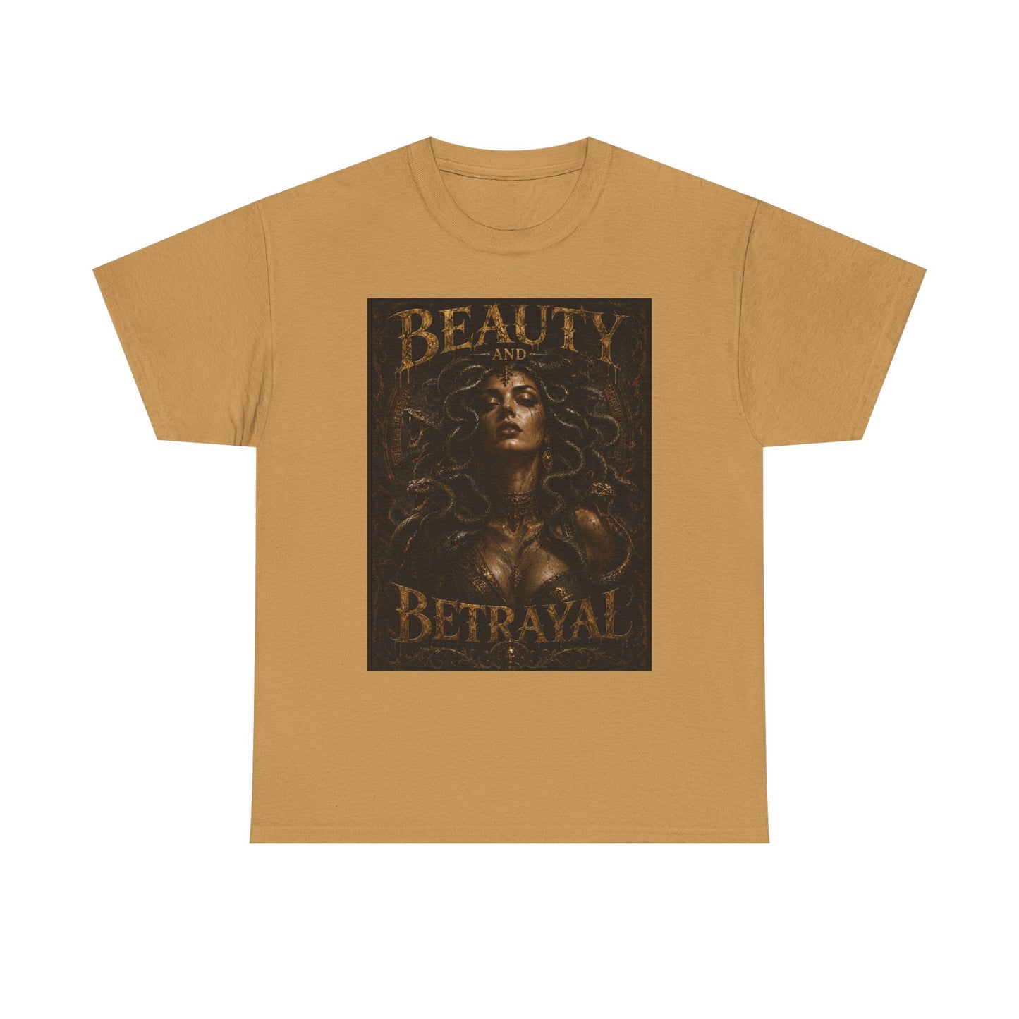 Beauty and Betrayal T-Shirt | Medusa-Inspired Portrait, Dark Mythical Art