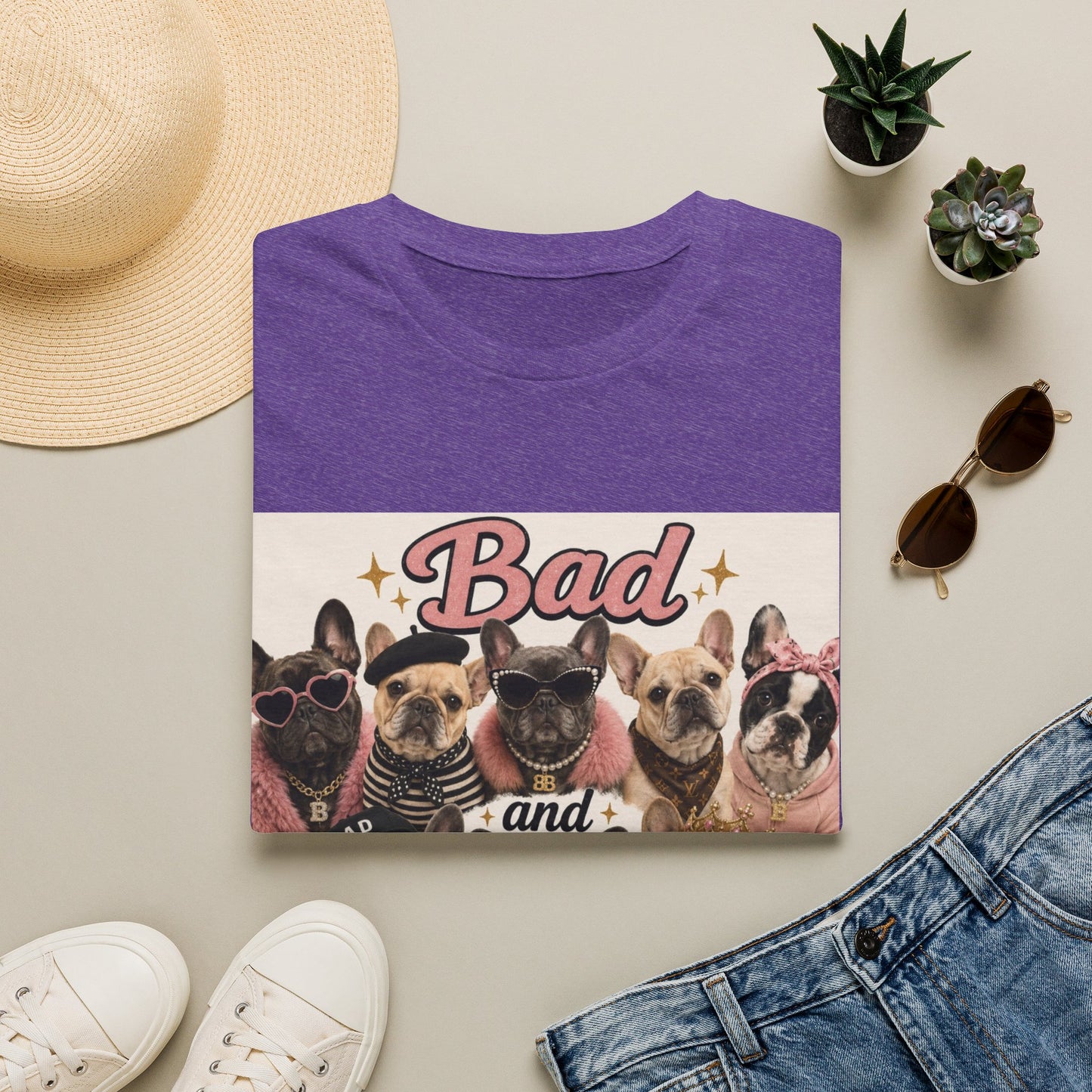 Bad and Boujee Dogs T-Shirt | Cute French Bulldog Pug Portraits