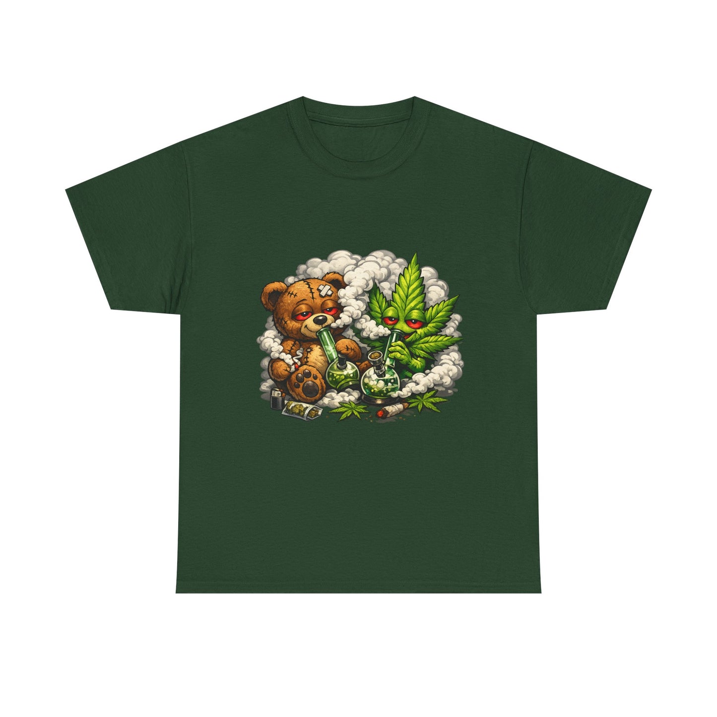 Teddy Bear and Cannabis Leaf T-Shirt | Cute Stoner Graphic Tee