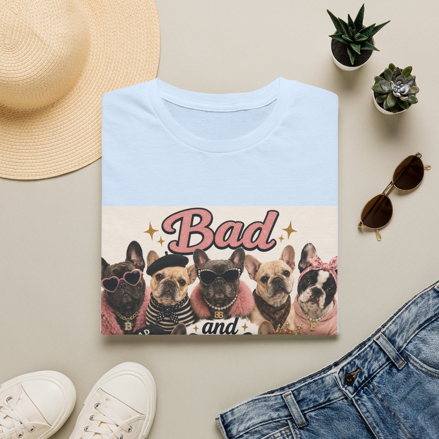 Bad and Boujee Dogs T-Shirt | Cute French Bulldog Pug Portraits