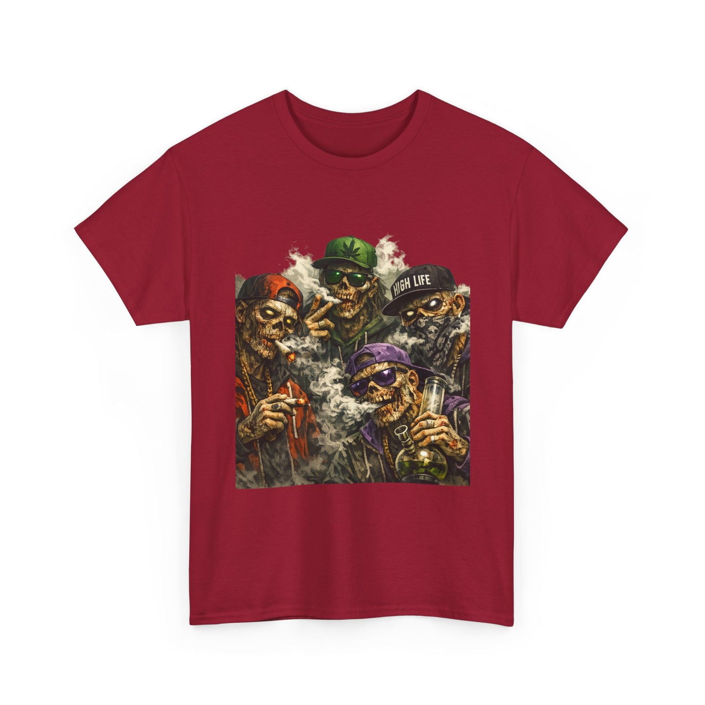 Smoking Zombie Crew Tee | Skeleton Gang Illustration, Streetwear Horror