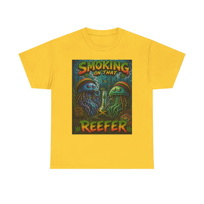 Smoking on That Reefer T-Shirt | Psychedelic Jellyfish Illustration, Cannabis Art