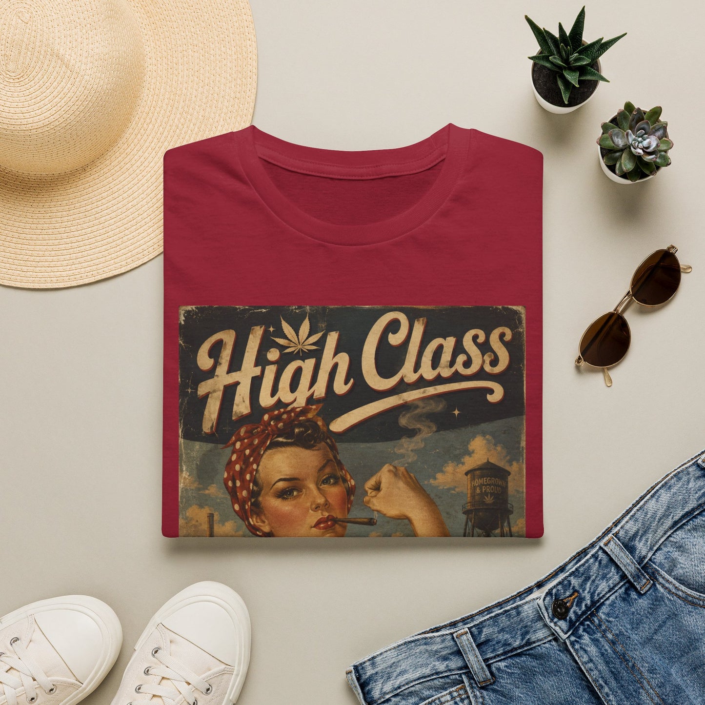High Class Rosie the Riveter T-Shirt | Retro Feminist Vintage Artwork