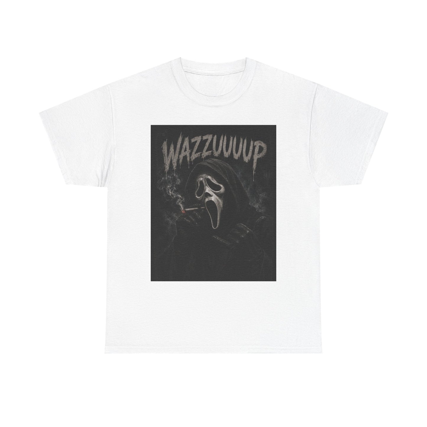 Wazzzuuup Ghost Face Tee | Horror Movie Mask T-Shirt