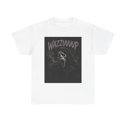 Wazzzuuup Ghost Face Tee | Horror Movie Mask T-Shirt