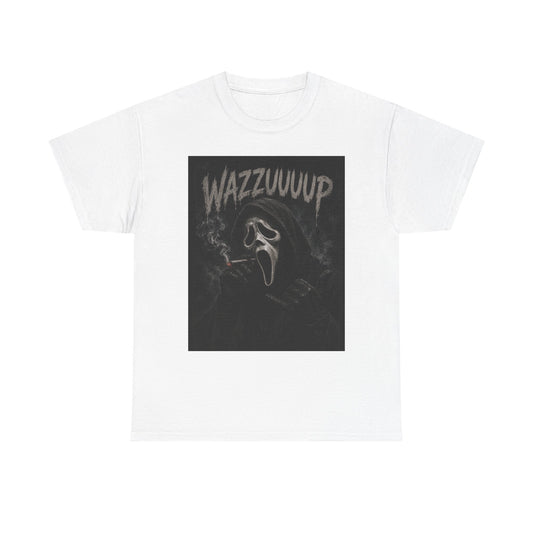 Wazzzuuup Ghost Face Tee | Horror Movie Mask T-Shirt