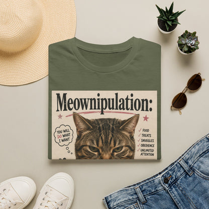 Meownipulation cat design T-Shirt | Funny Tabby Cat Illustration