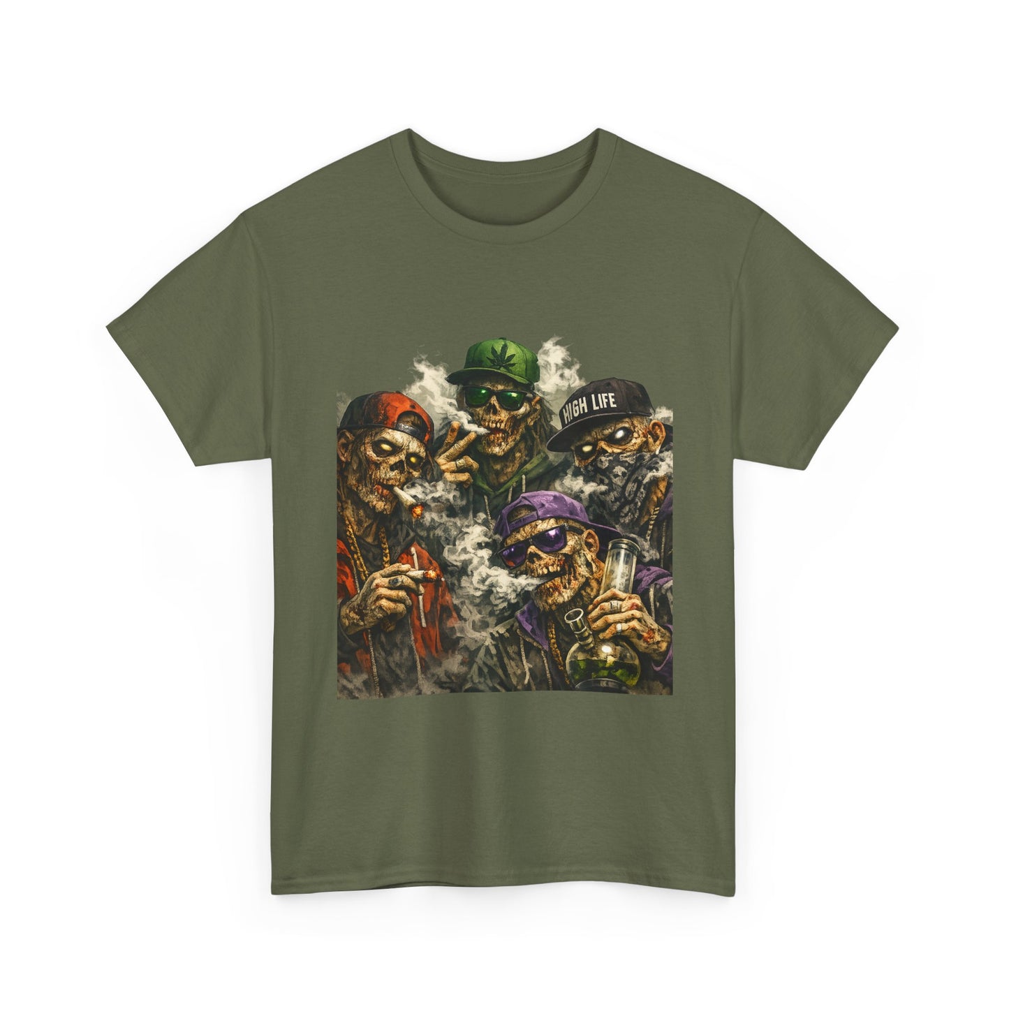 Smoking Zombie Crew Tee | Skeleton Gang Illustration, Streetwear Horror