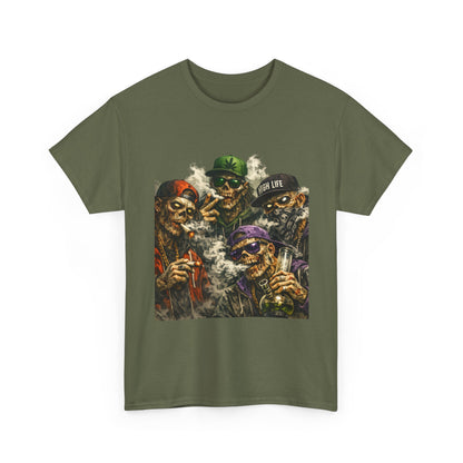 Smoking Zombie Crew Tee | Skeleton Gang Illustration, Streetwear Horror