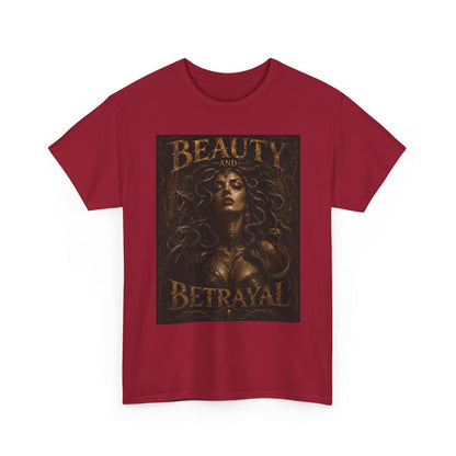 Beauty and Betrayal T-Shirt | Medusa-Inspired Portrait, Dark Mythical Art