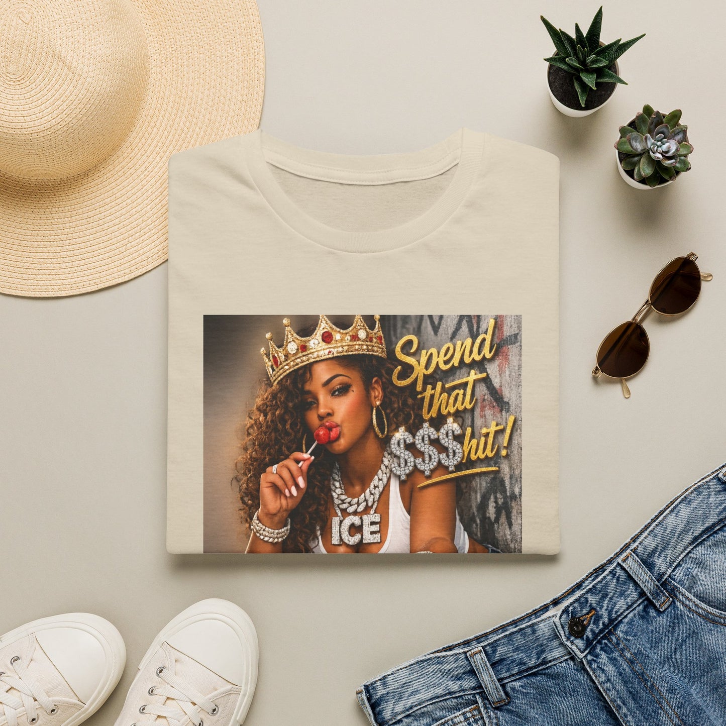 Spend That $Hit! T-Shirt | Queen Crown Graphic, Money Bling Design
