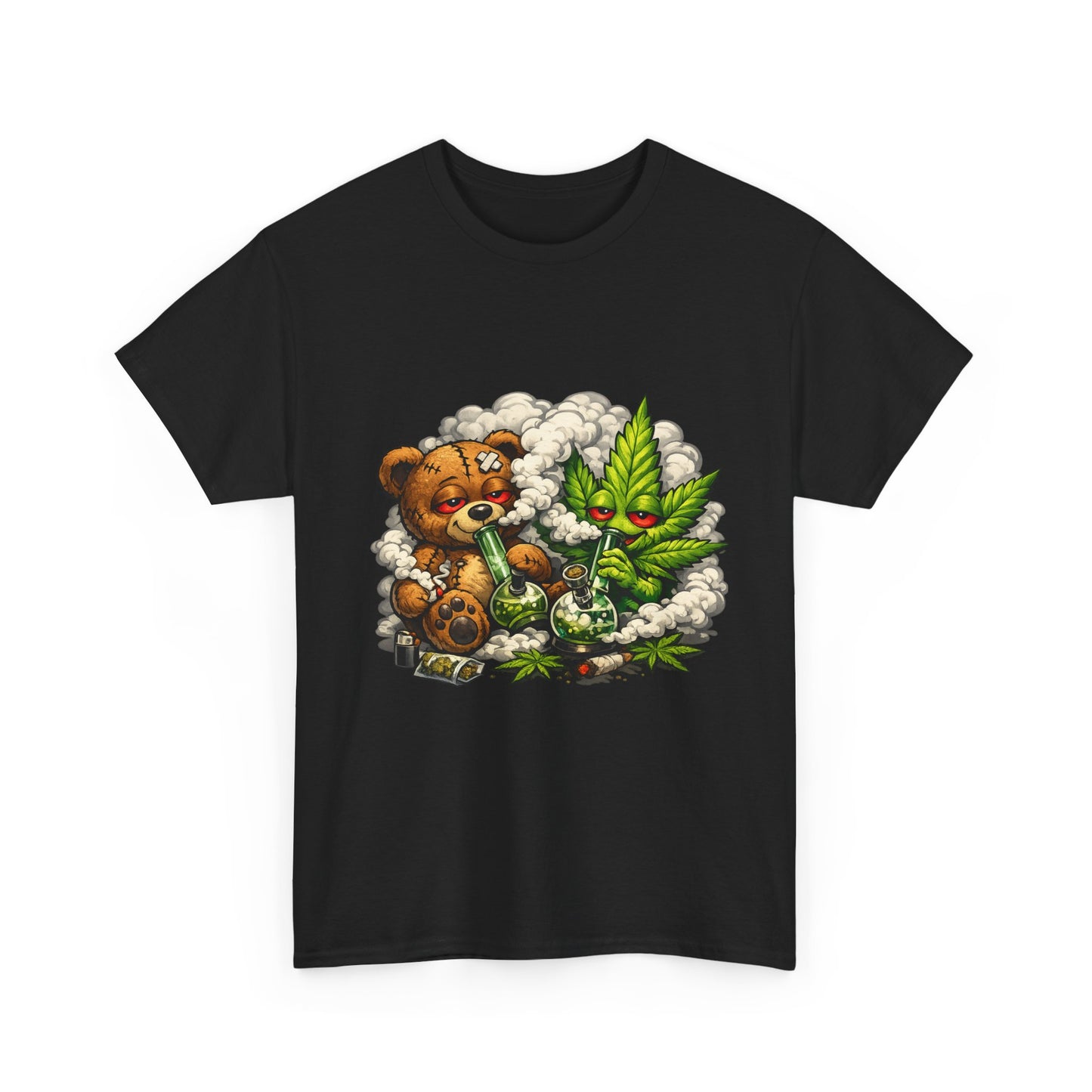 Teddy Bear and Cannabis Leaf T-Shirt | Cute Stoner Graphic Tee