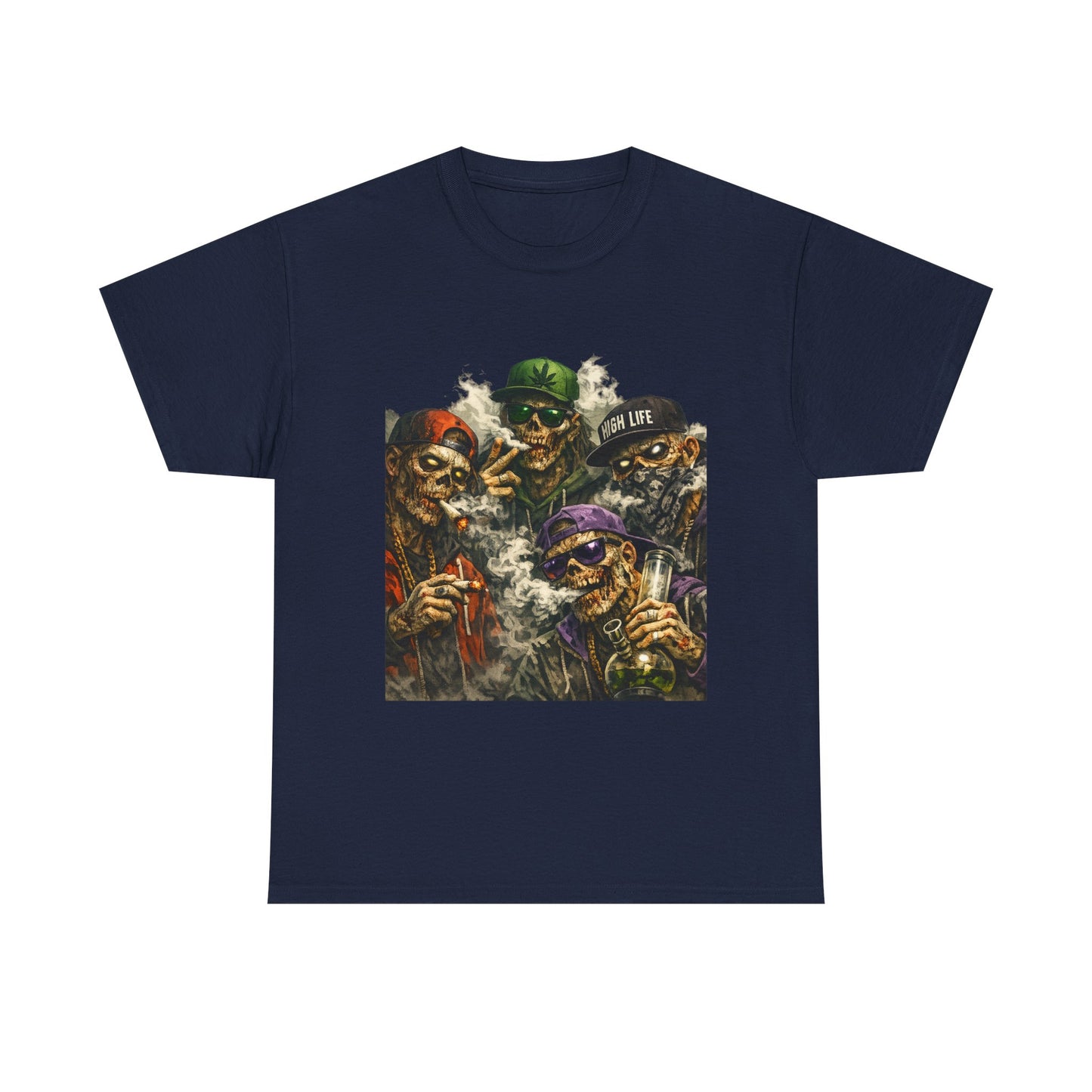 Smoking Zombie Crew Tee | Skeleton Gang Illustration, Streetwear Horror