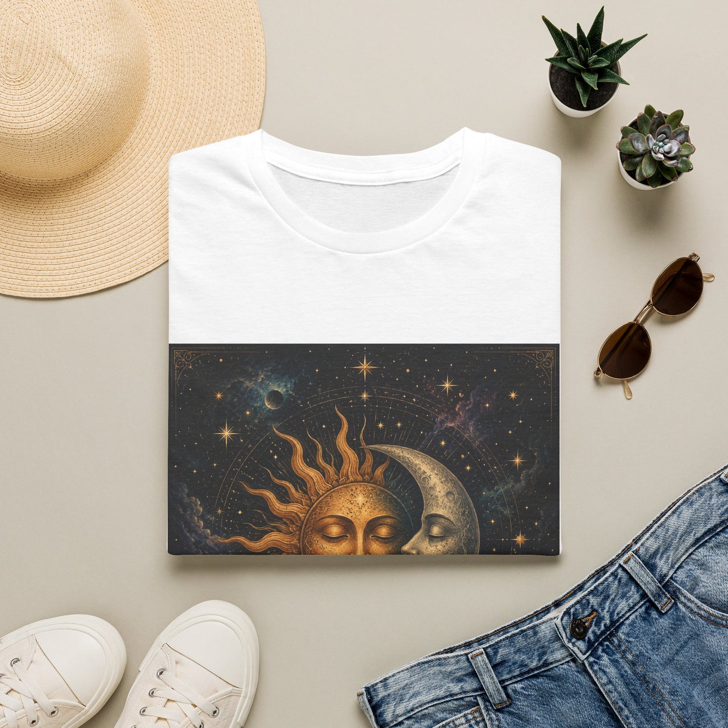 Sun and MoonT-Shirt | Celestial Astrology Starry Design