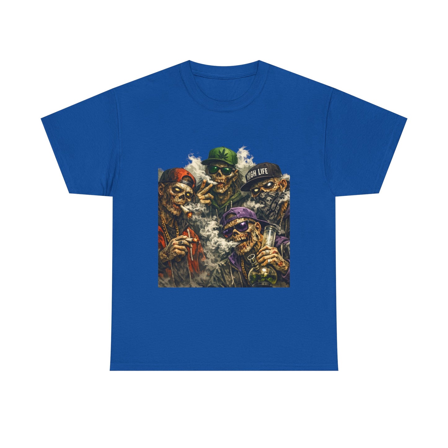 Smoking Zombie Crew Tee | Skeleton Gang Illustration, Streetwear Horror