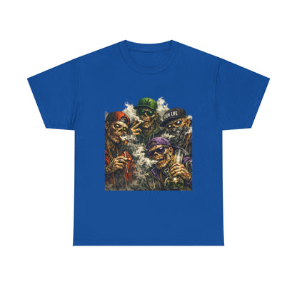 Smoking Zombie Crew Tee | Skeleton Gang Illustration, Streetwear Horror