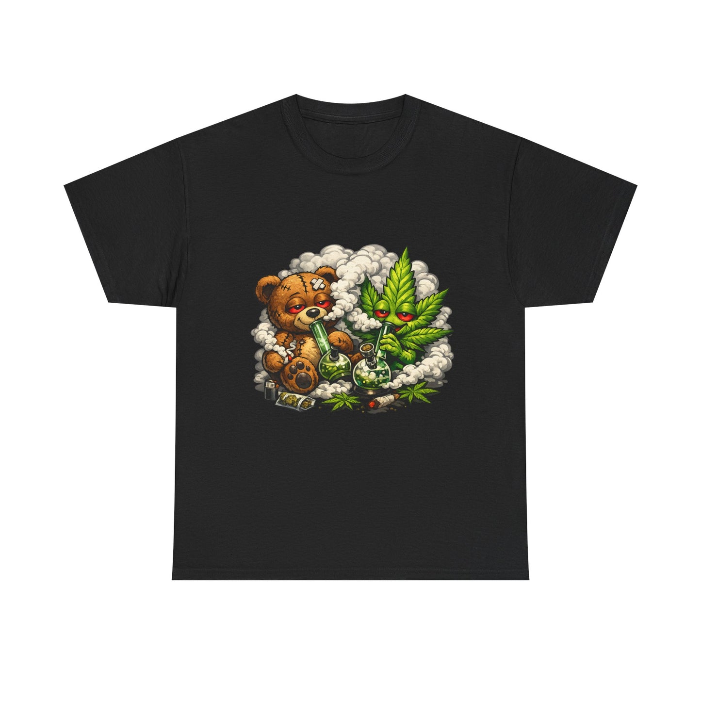 Teddy Bear and Cannabis Leaf T-Shirt | Cute Stoner Graphic Tee